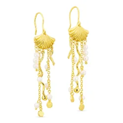 lange Perle ketten ohrringe in vergoldetes Messing - Eliné