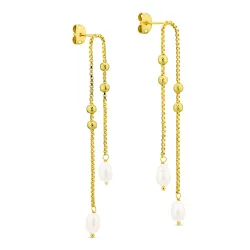 lange Perle ketten ohrringe in vergoldetes Messing - Eliné