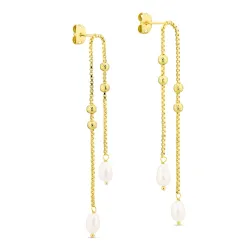 lange Perle ketten ohrringe in vergoldetes Messing - Eliné