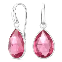 pink Bergkristall Ohrringe in versilbertes Messing - Loom Stones