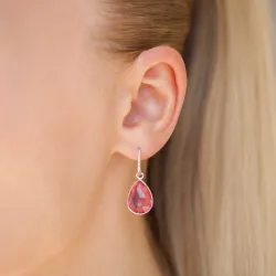 pink Bergkristall Ohrringe in versilbertes Messing - Loom Stones