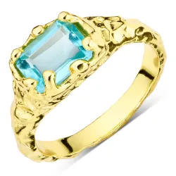 blauem Bergkristall Ring aus vergoldetes Messing - Eliné