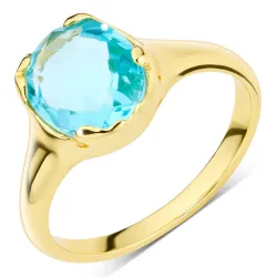 blauem Bergkristall Ring aus vergoldetes Messing - Eliné