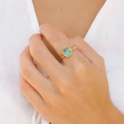blauem Bergkristall Ring aus vergoldetes Messing - Eliné