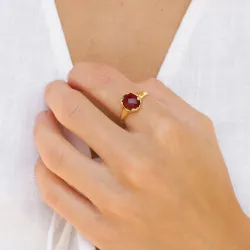 Granat Ring aus vergoldetes Messing - Eliné