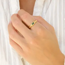 grünem Bergkristall Ring aus vergoldetes Messing - Eliné