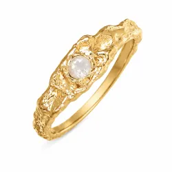 weißem Mondstein Ring aus vergoldetes Messing - Eliné