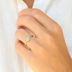 Aqua Bergkristall Ring aus vergoldetes Messing - Loom Stones