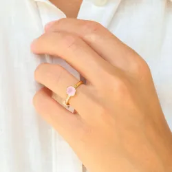 rose Bergkristall Ring aus vergoldetes Messing - Loom Stones