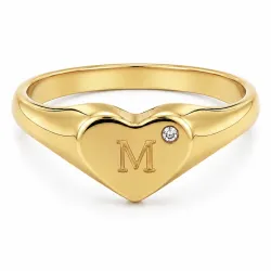 buchstab m Zirkon Ring aus vergoldetes Messing