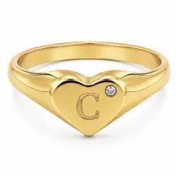 buchstab c Zirkon Ring aus vergoldetes Messing