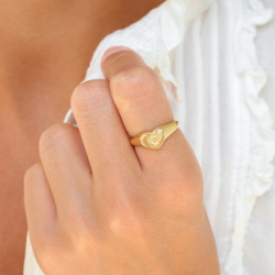 buchstab c Zirkon Ring aus vergoldetes Messing