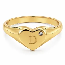 buchstab d Zirkon Ring aus vergoldetes Messing