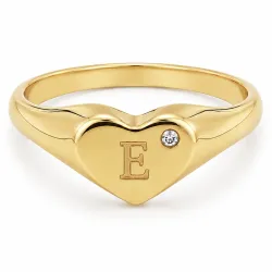 buchstab e Zirkon Ring aus vergoldetes Messing