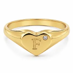 buchstab f Zirkon Ring aus vergoldetes Messing - My Letter