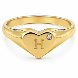 buchstab h Zirkon Ring aus vergoldetes Messing