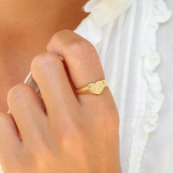 buchstab h Zirkon Ring aus vergoldetes Messing