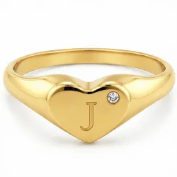 buchstab j Zirkon Ring aus vergoldetes Messing