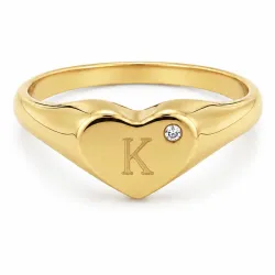 buchstab k Zirkon Ring aus vergoldetes Messing