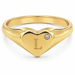 buchstab l Zirkon Ring aus vergoldetes Messing