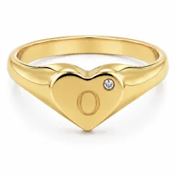 buchstab o Zirkon Ring aus vergoldetes Messing