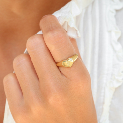 buchstab p Zirkon Ring aus vergoldetes Messing