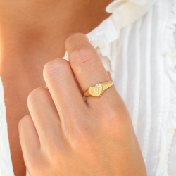 buchstab v Zirkon Ring aus vergoldetes Messing