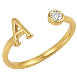 buchstab a Zirkon Ring aus vergoldetes Messing
