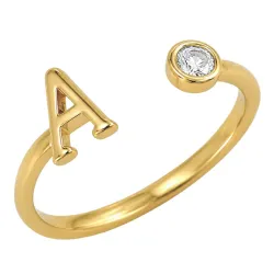 buchstab a Zirkon Ring aus vergoldetes Messing