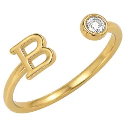 buchstab b Zirkon Ring aus vergoldetes Messing