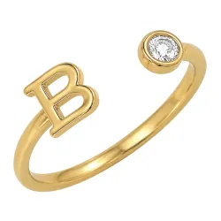 buchstab b Zirkon Ring aus vergoldetes Messing