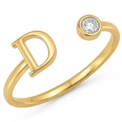 buchstab d Zirkon Ring aus vergoldetes Messing