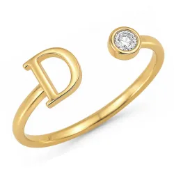 buchstab d Zirkon Ring aus vergoldetes Messing