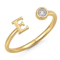 buchstab e Zirkon Ring aus vergoldetes Messing - My Letter