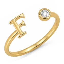 buchstab f Zirkon Ring aus vergoldetes Messing