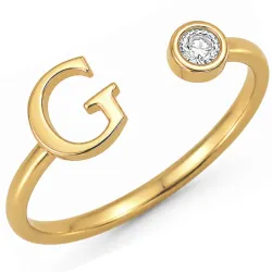 buchstab g Zirkon Ring aus vergoldetes Messing
