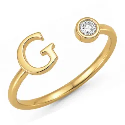 buchstab g Zirkon Ring aus vergoldetes Messing