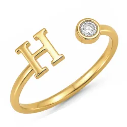buchstab h Zirkon Ring aus vergoldetes Messing