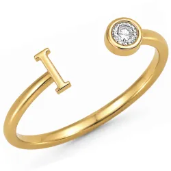 buchstab i Zirkon Ring aus vergoldetes Messing