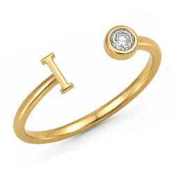buchstab i Zirkon Ring aus vergoldetes Messing
