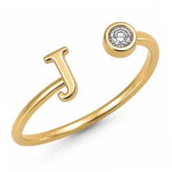 buchstab j Zirkon Ring aus vergoldetes Messing - My Letter