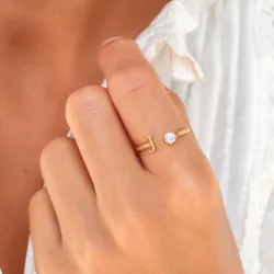 buchstab j Zirkon Ring aus vergoldetes Messing - My Letter