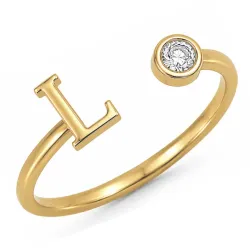 buchstab l Zirkon Ring aus vergoldetes Messing
