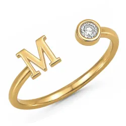 buchstab m Zirkon Ring aus vergoldetes Messing