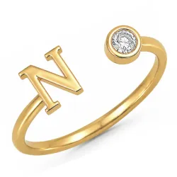 buchstab n Zirkon Ring aus vergoldetes Messing