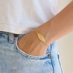 Blatt Armband aus vergoldetes Messing - Pure Nature