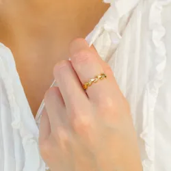 Wasserfest Blatt Ring aus vergoldetem Edelstahl - OCEANA