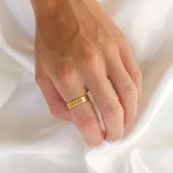 Wasserfest Blatt Ring aus vergoldetem Edelstahl - OCEANA