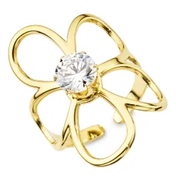 Wasserfest Blumen justierbar Ring aus vergoldetem Edelstahl - OCEANA