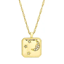 Wasserfest Mond und Stern Halskette aus vergoldetem Stahl - OCEANA